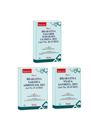 COMBO SET OF BHARAT’S BARE ACT BHARTIYA NYAYA SANHITA, NAGRIK SURAKSHA SANHITA, SAKSHYA ADHINIYAM , 2023  EDITION 2024