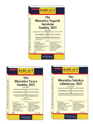 COMBO SET OF 3 ACTS  THE BHARTIYA NAGRIK SURAKSHA SANHITA, NYAYA SANHITA, SAKSHYA ADHINIYAM, 2023 | EDITION 2024